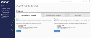 Representação da tela de "Assistente de Backup"