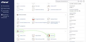 Área dos domínios no cPanel