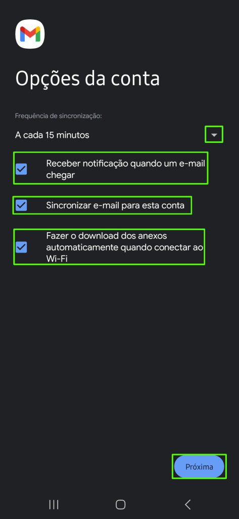 Representação das opções 