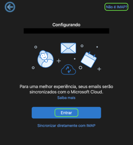 Representação da primeira tela de provedor