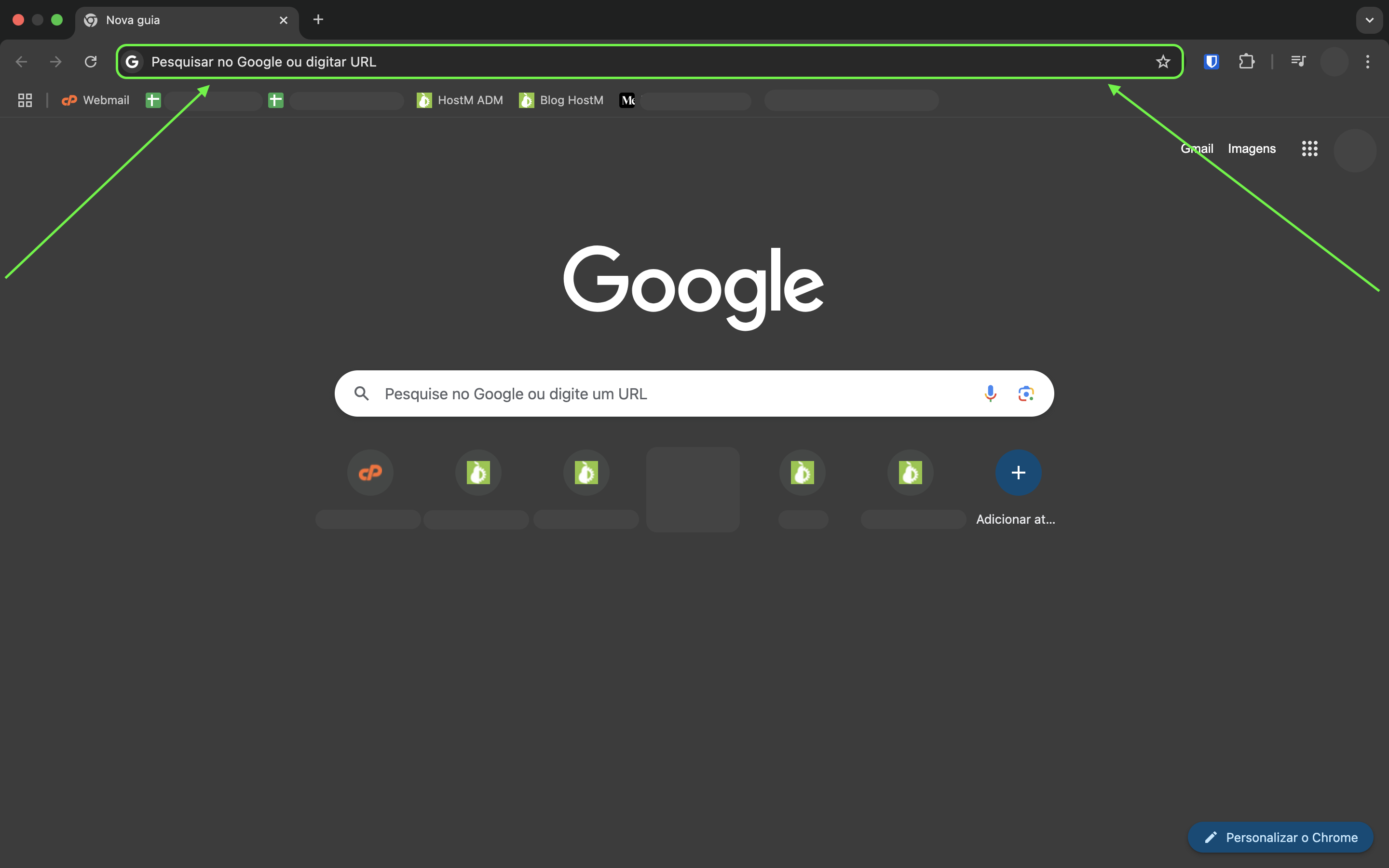 Representação da localização da barra de URL