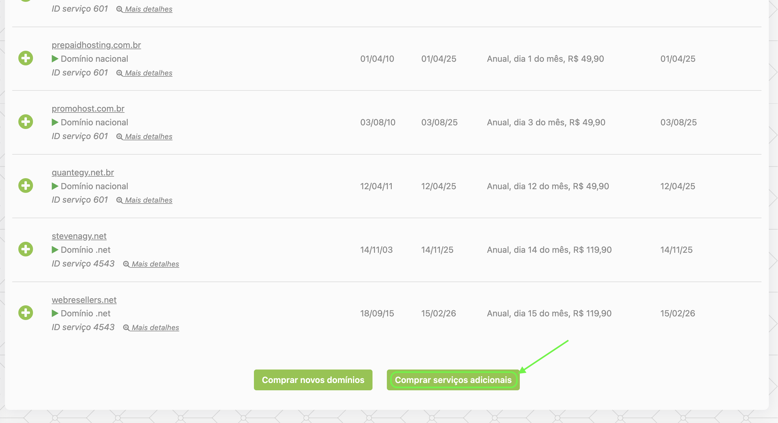 Representação do botão "Comprar recursos adicionais"