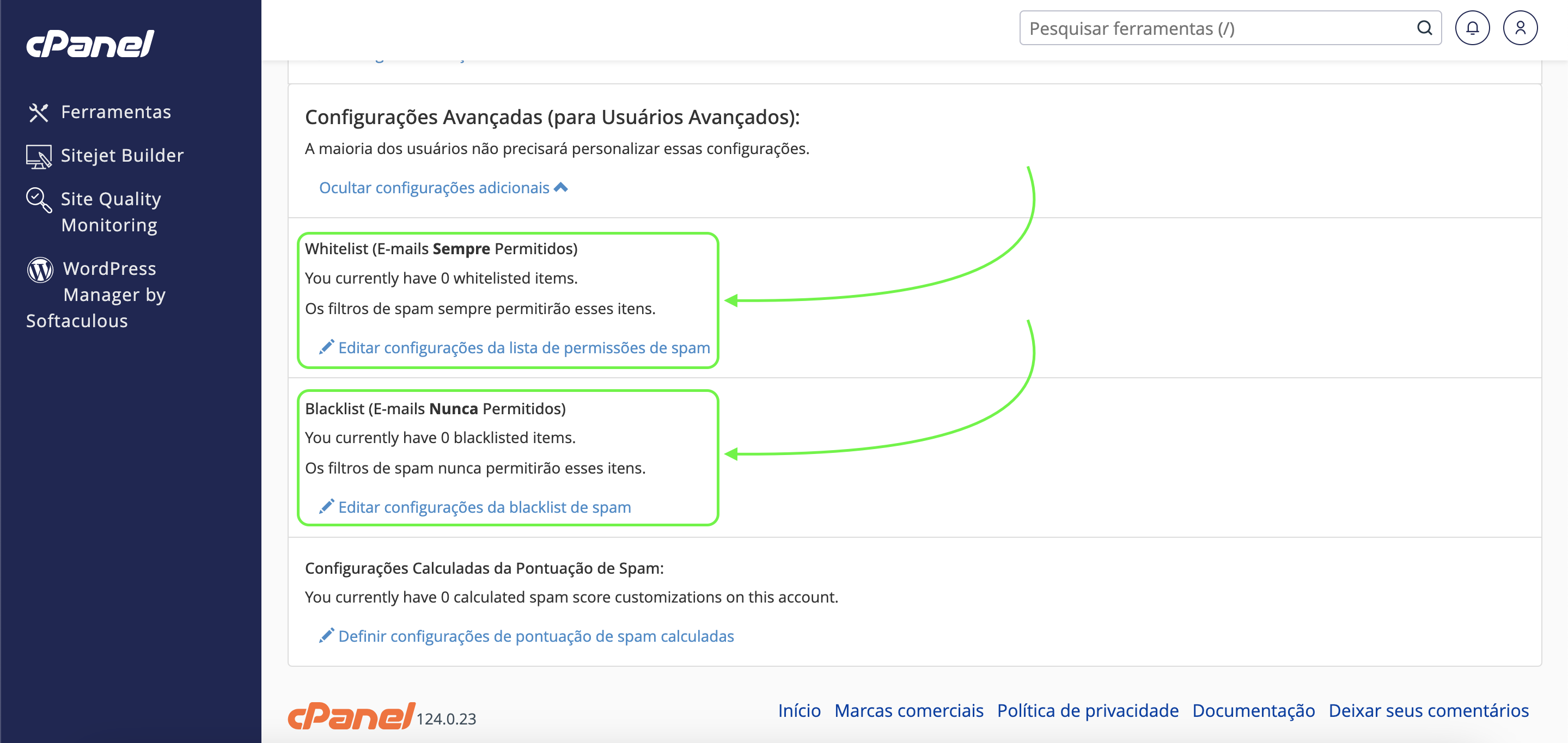 Representação das opções Whitelist e Blacklist