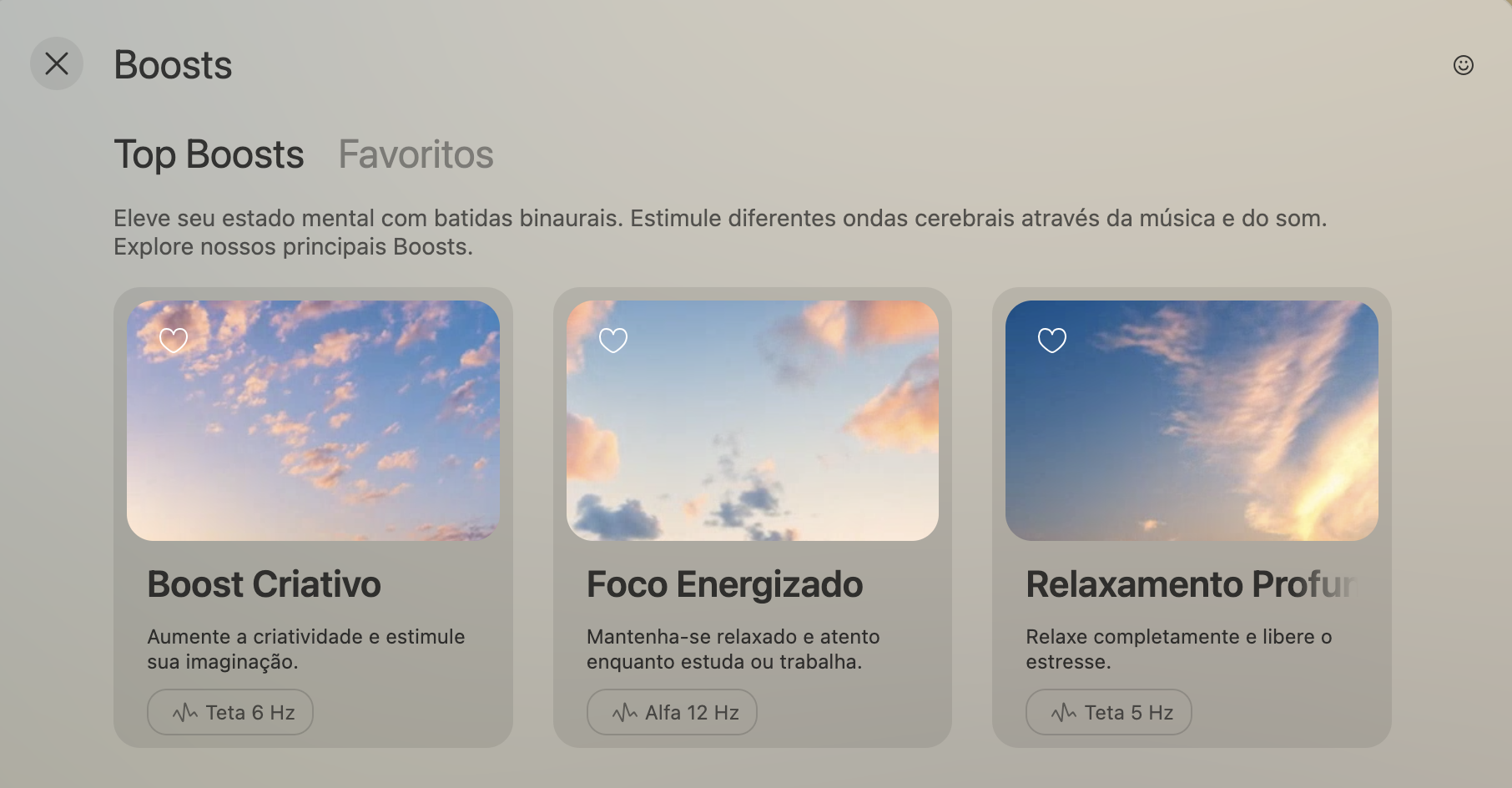 Representação de alguns boosts que Opera Air oferece
