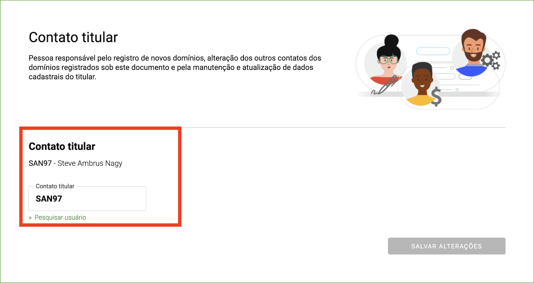 Representação da localização do campo de ID titular
