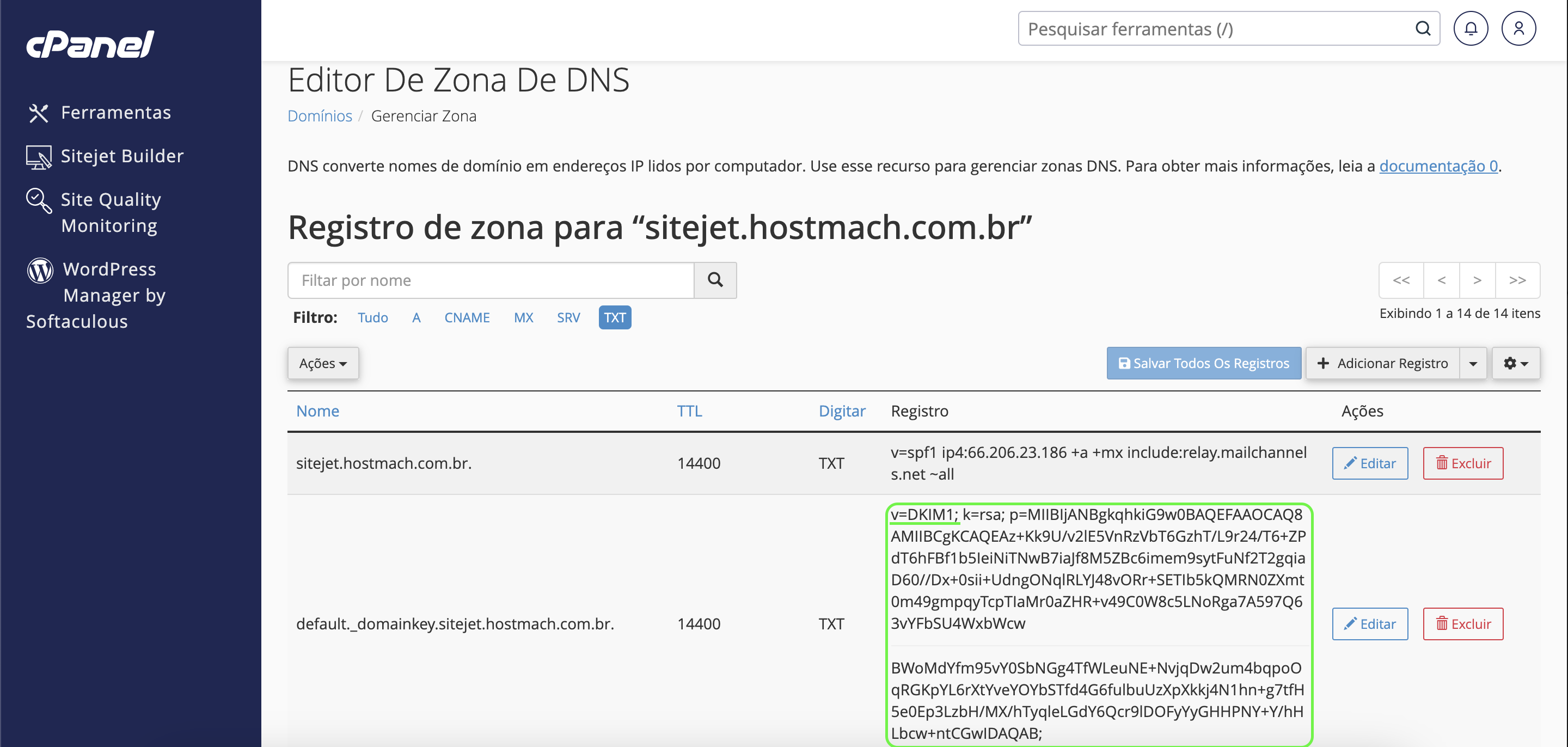 Representação da localização do DKIM