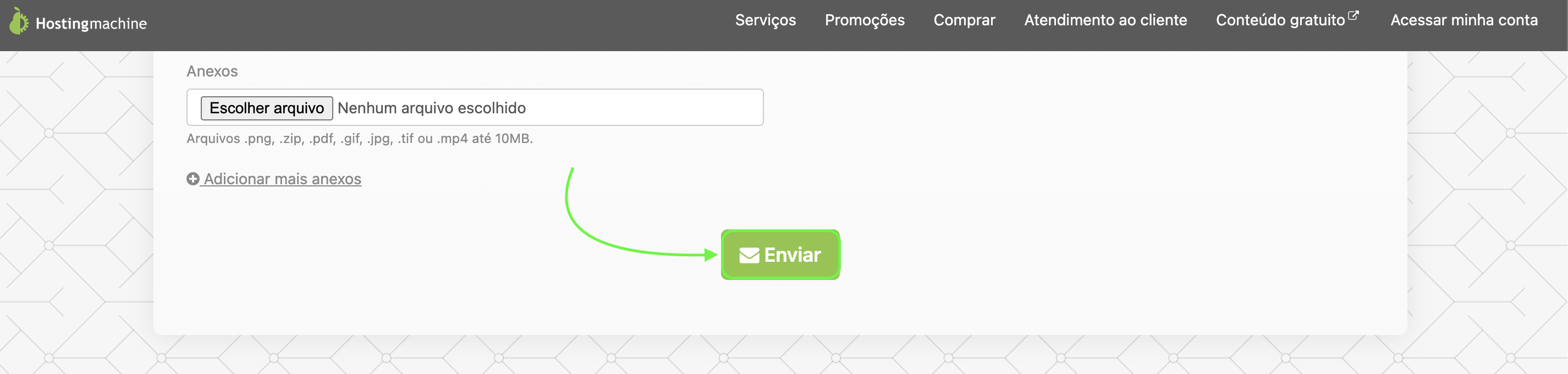 Representação da localização do botão "Enviar"