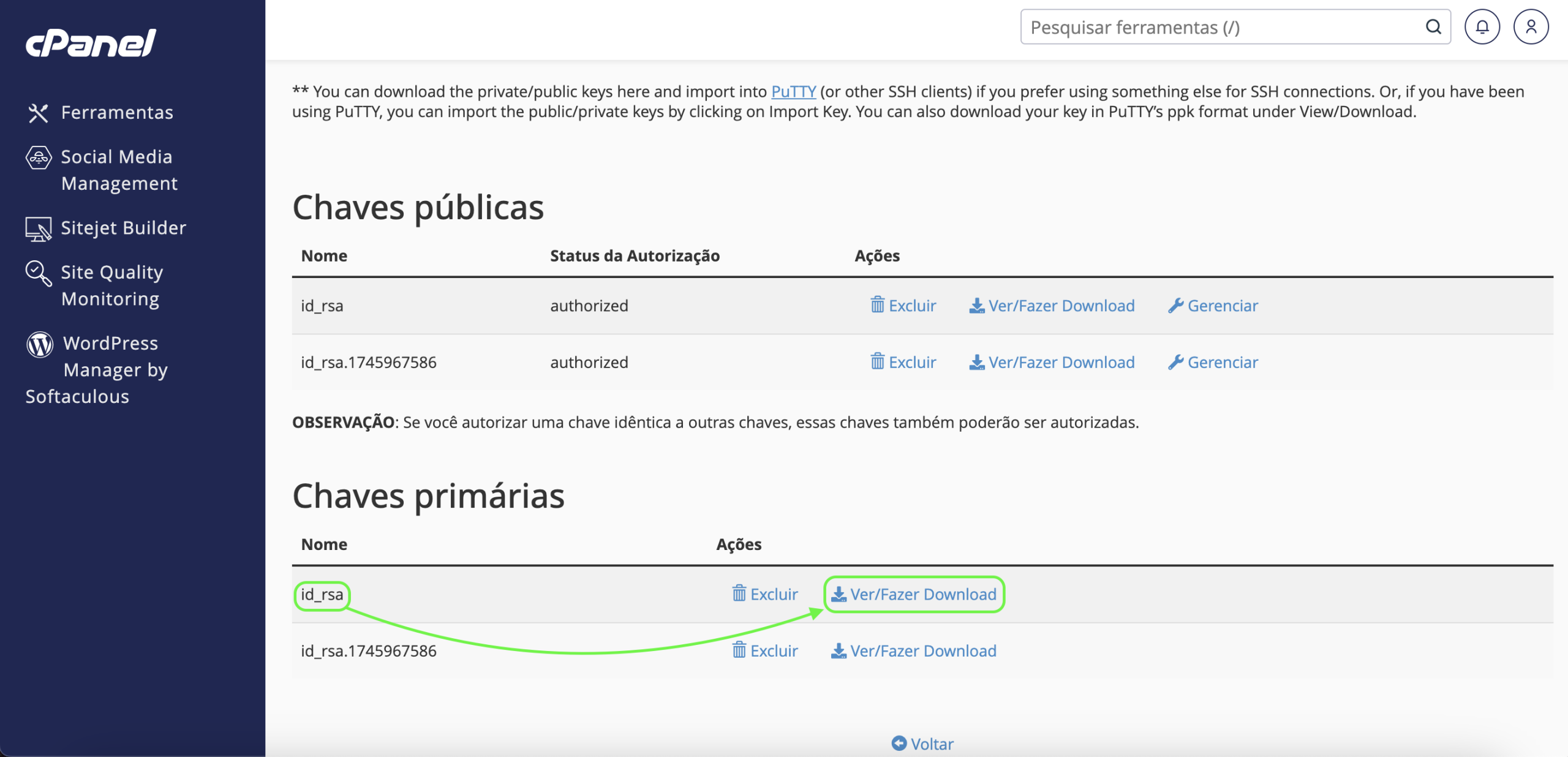 Localização do botão "Ver/fazer download"