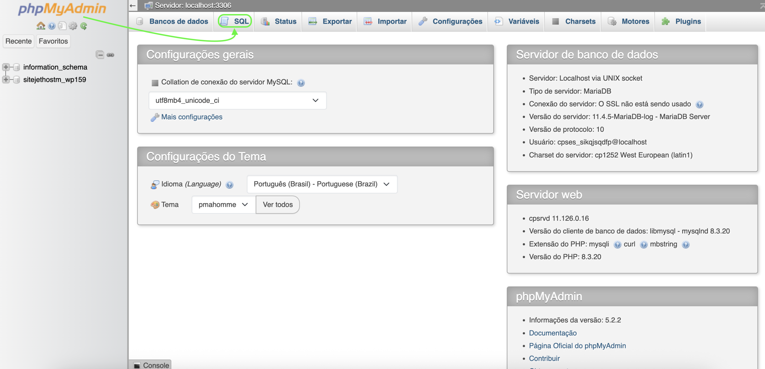Representação da localização da área "SQL"