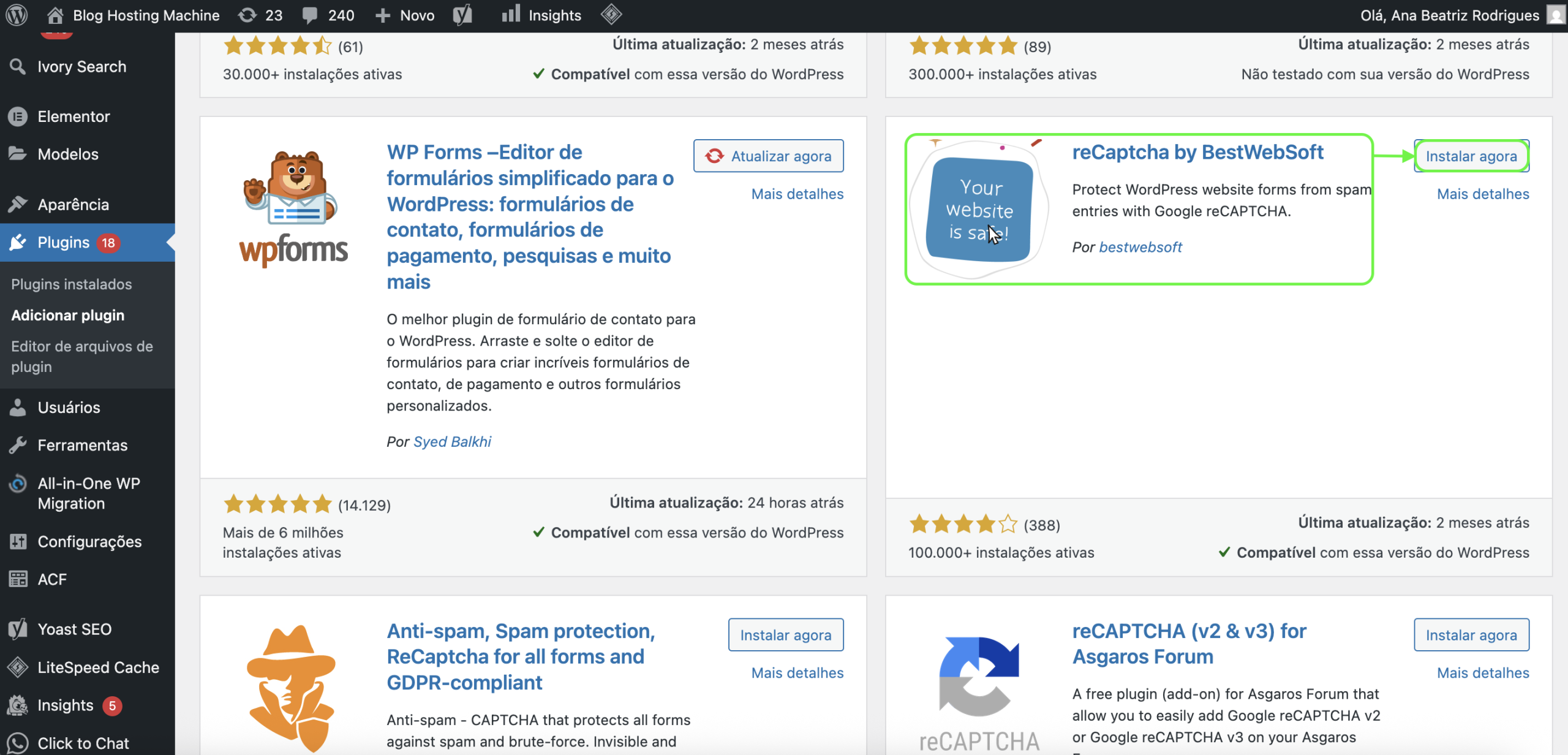 Representação da localização do plugin "reCaptcha by BestWebSoft"