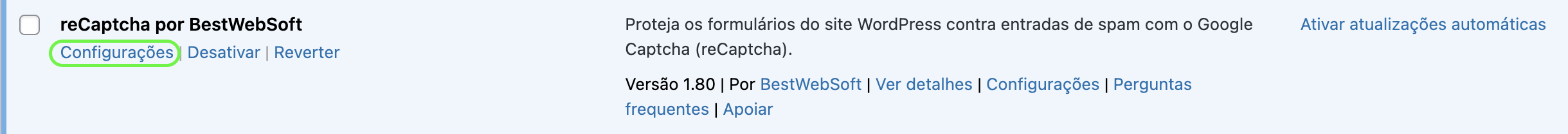 Representação da localização da opção "Configurações"