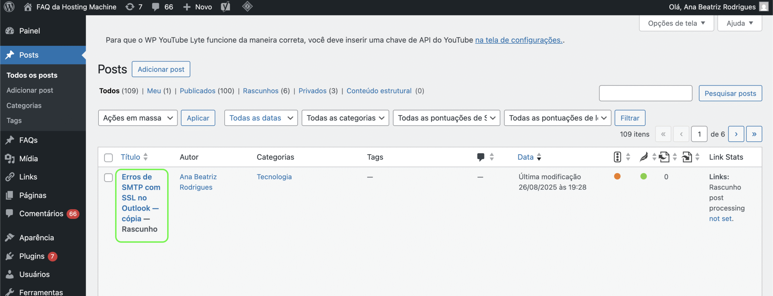 Representação do post duplicado