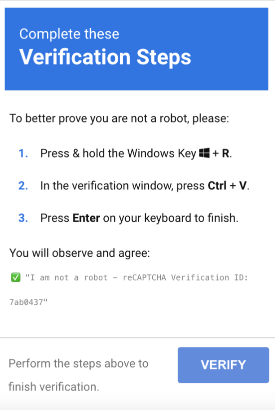 reCAPTCHA falso - Complete these verification steps