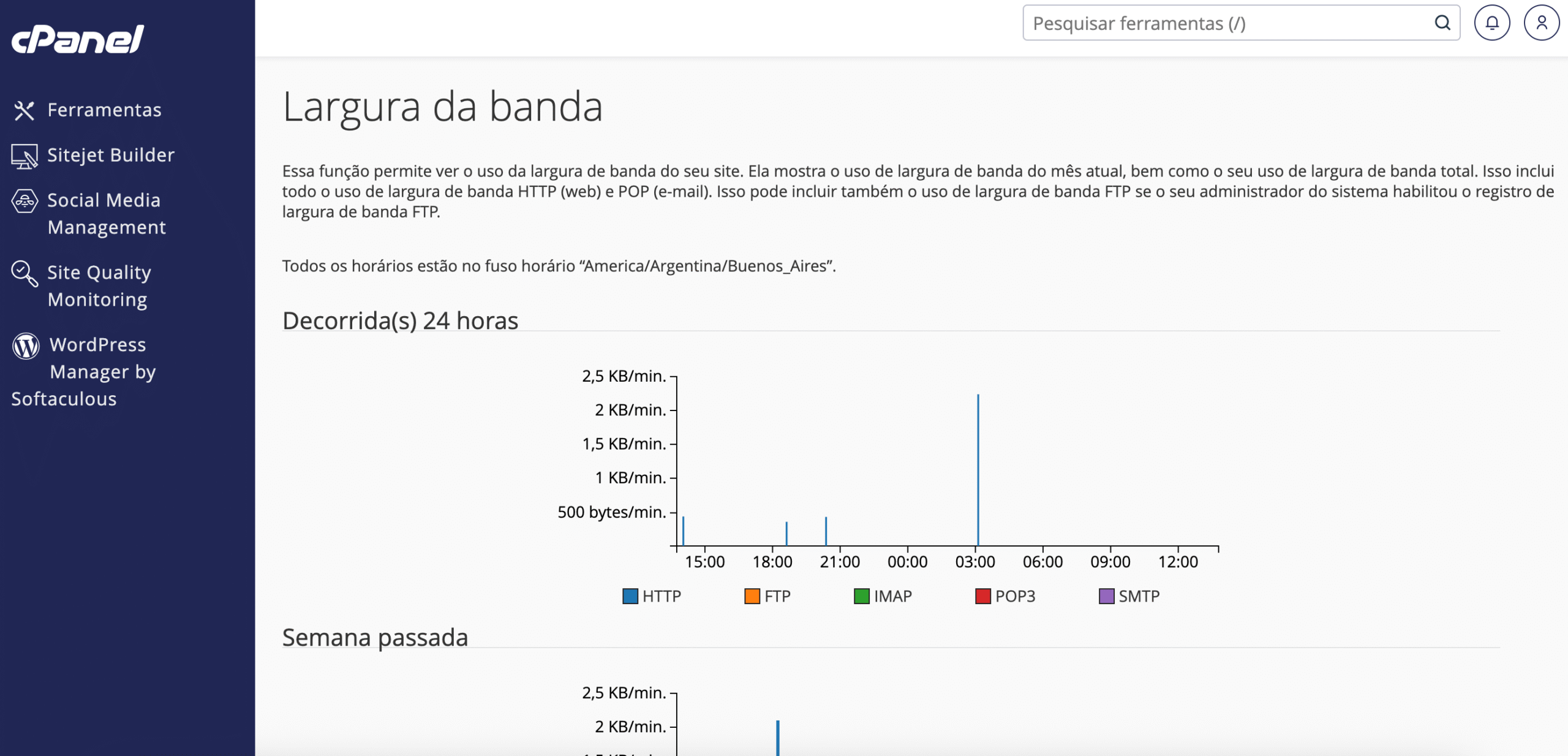 Exemplo da largura de banda