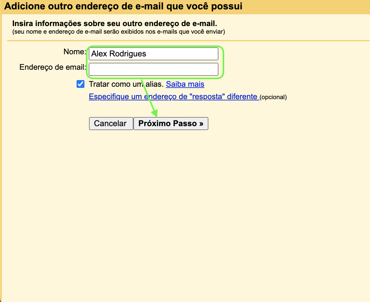 Representação da localização dos campos que precisam de preenchimento