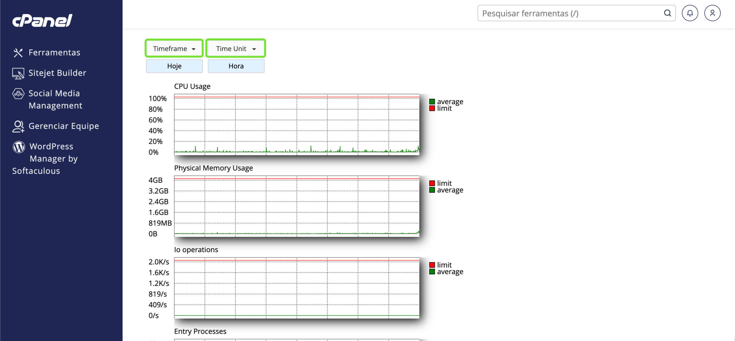 Representação da localização de "Timeframe" e "Time Unit"