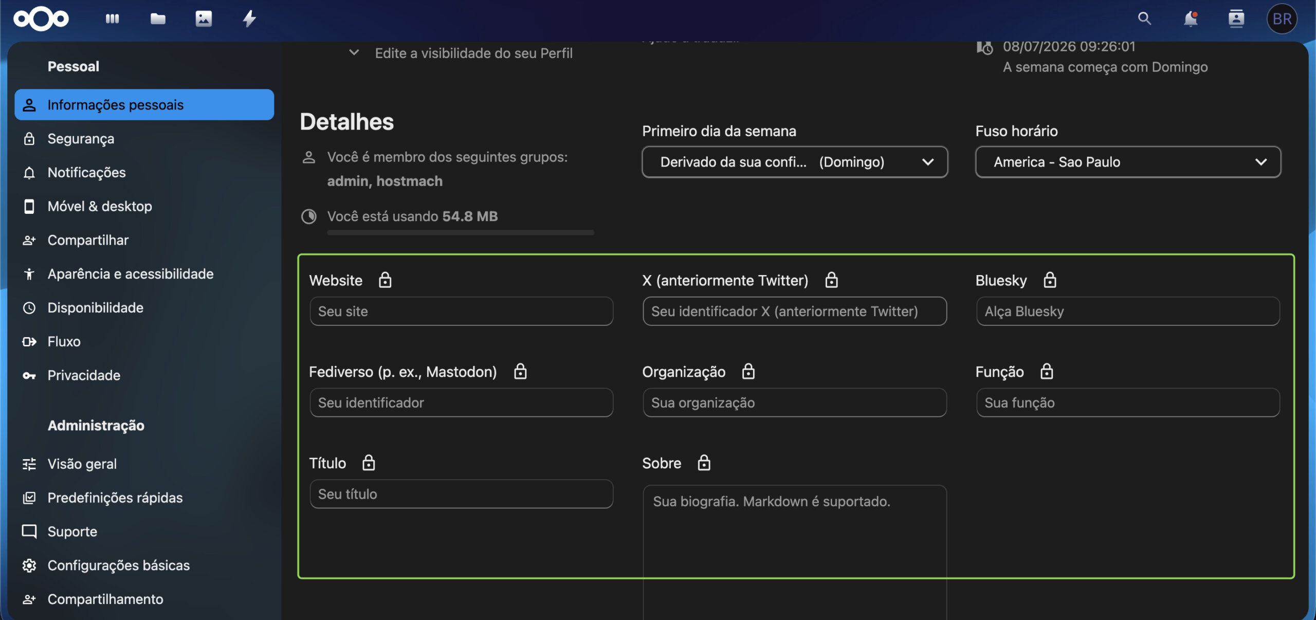 Representação de "Detalhes"